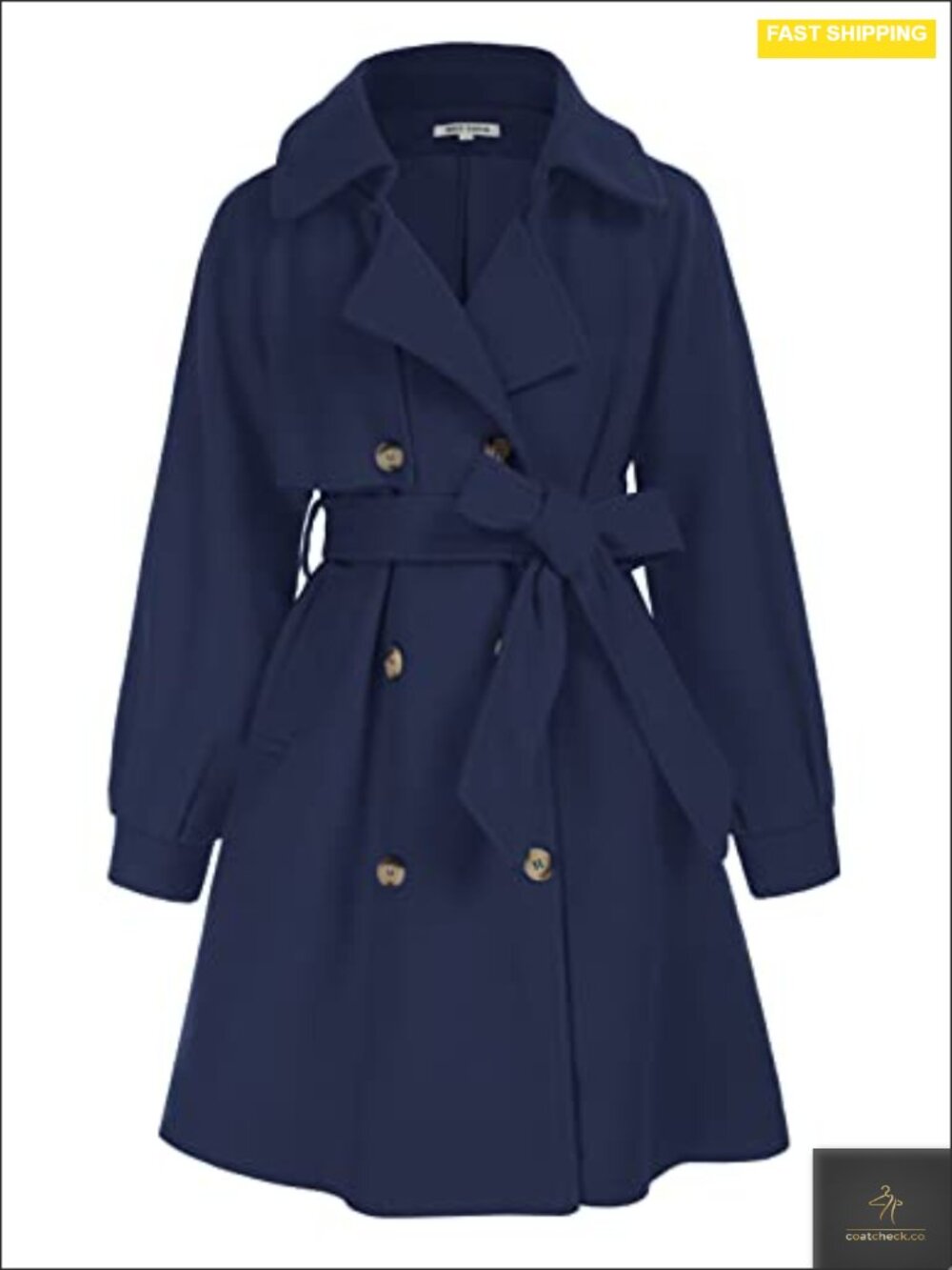 Girls Double-Breasted Trench Coat with Belt